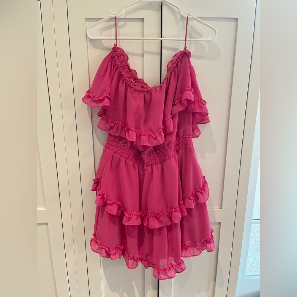 Pink off shoulder dress
